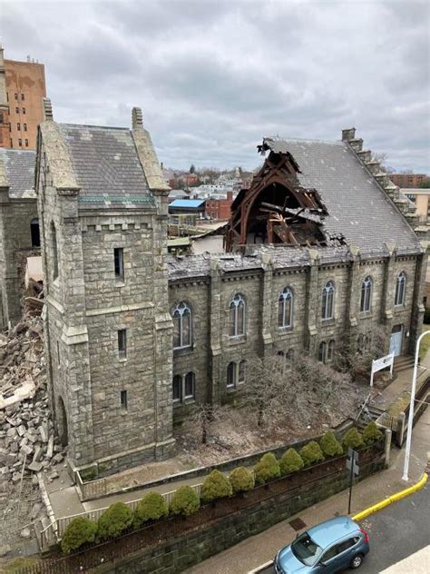 New london church - Demolition has begun at Engaging Heaven Church on Union Street in New London after a steeple on the 200-year-old church collapsed on Thursday. A crane was brought in on Friday and there is now a ...